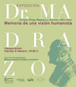 Cartel de la exposición sobre el doctor Madrazo, que se inaugura este viernes en la Biblioteca Central de Cantabria