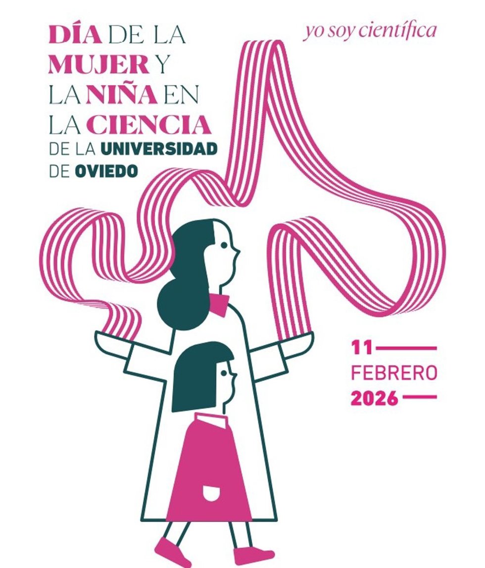Cartel del día de la mujer y la niña en la ciencia de la Universidad de Oviedo.