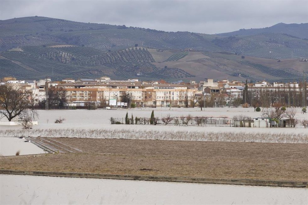 Zonas inundadas el 5 de febrero por las intensas lluvias en la localidad de Huertor Tájar.