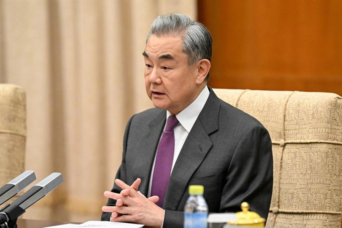CHINA, BEIJING - FEBRUARY 1, 2026: China's Minister of Foreign Affairs Wang Yi during a meeting with Russian Security Council Secretary Shoigu