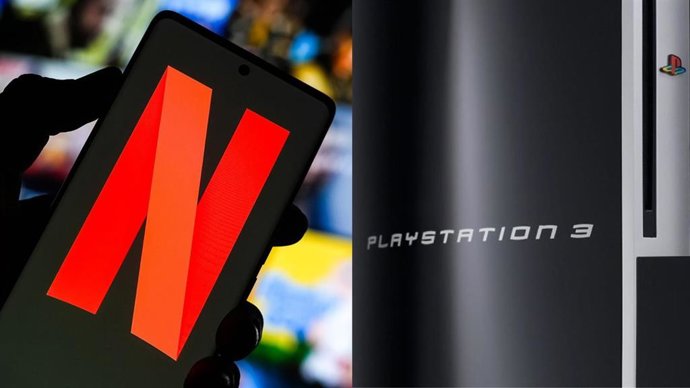 Ilustración del logo de Netflix junto a una videoconsola PlayStation 3.