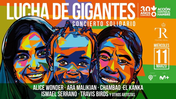 Cartel del concierto solidario Lucha de Gigantes que se celebrará el 11 de marzo en el Teatro Real de Madrid