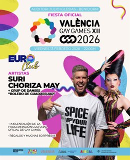 Los Gay Games ofrecerán una fiesta en el Benidorm Fest con Choriza May, DJ Suri y un grupo de danzas de Guadassuar