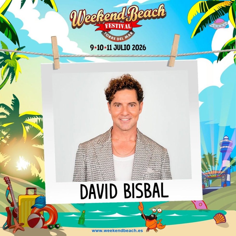 David Bisbal estará en el Weekend Beach Festival Torre del Mar que se celebra entre el 9 y el 11 de julio.