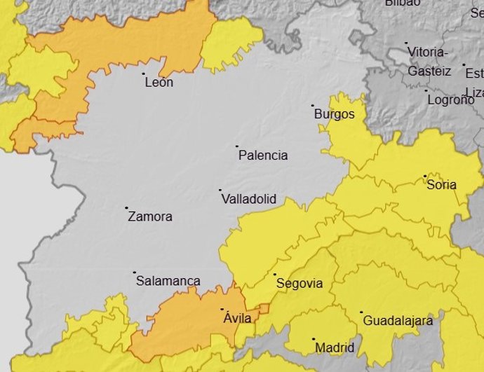 Avisos de la Aemet para Castilla y León para el 7 de febrero de 2026.