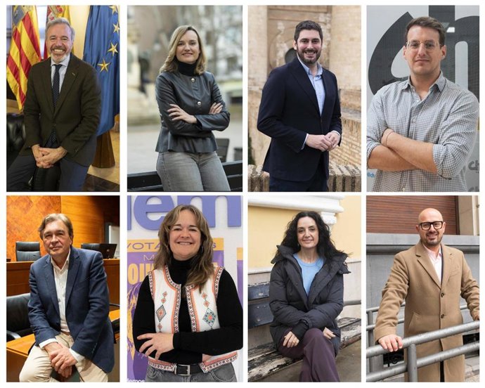 Los candidatos a la Presidencia de Aragón de las principales formaciones este 8 de febrero.