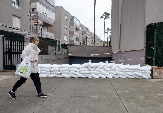En alerta el núcleo urbano de Jerez por la llegada de la borrasca 'Marta'. A 7 de febrero de 2026.