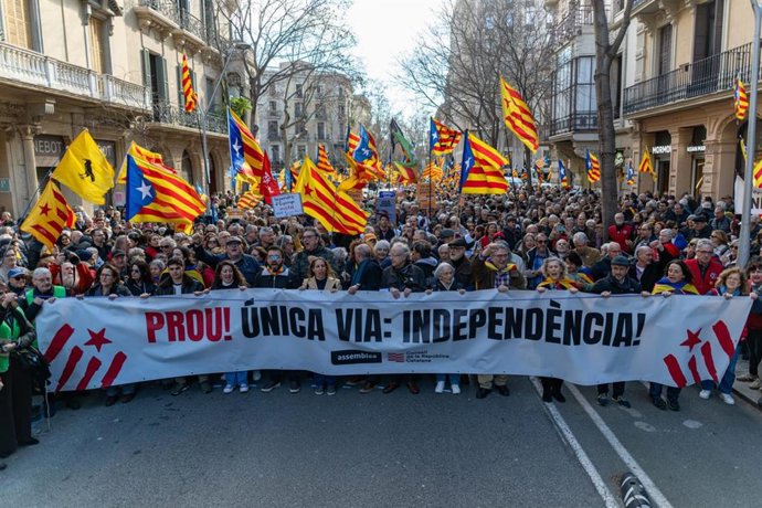 Imagen de la manifestación convocada por la ANC y el Consell de la República por la situación de Rodalies