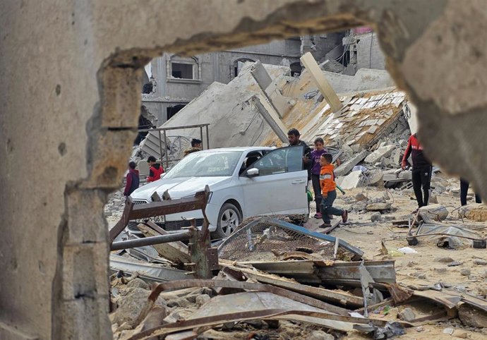 Imagen de archivo de desplazados en Gaza 