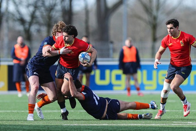 Lance de un partido de la selección española masculina de rugby XV.