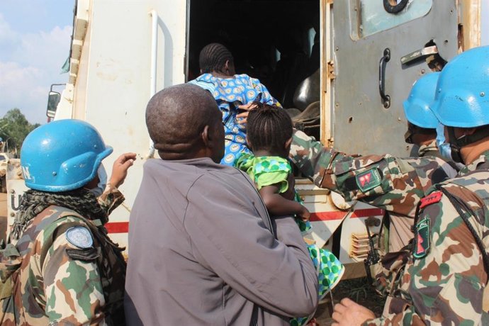 Fuerzas de la MONUSCO evacuan a civiles en la provincia congoleña de Ituri a 8 de enero de 2026