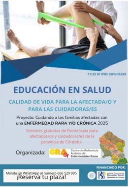 Cartel del proyecto 'Cuidando a las familias afectadas por enfermedades raras'.