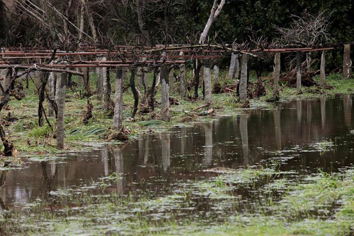 La localidad de Gondomar (Pontevedra) durante una borrasca que afectó a Galicia, a 27 de enero de 2026