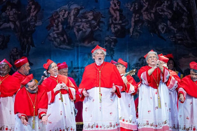 La chirigota del Yuyu, Los que van a coger papas, cantando en el Falla en su pase de cuartos de final.