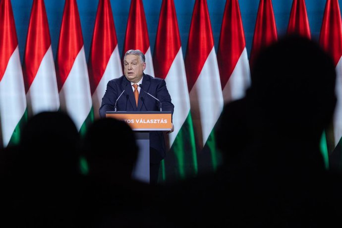 BUDAPEST, Jan. 11, 2026  -- Hungarian Prime Minister Viktor Orban speaks at the Fidesz party's 31st congress in Budapest, Hungary, Jan. 10, 2026. Orban said on Saturday that he is ready to lead the ruling party alliance in the upcoming parliamentary elect