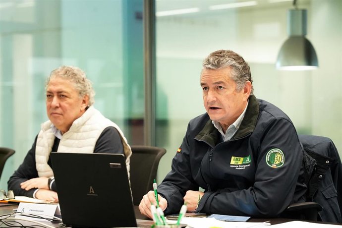 Antonio Sanz informa del regreso a la actividad lectiva presencial este lunes excepto en 96 centros. A 08 de febrero de 2026 en Sevilla, Sevilla, Andalucía (España). 