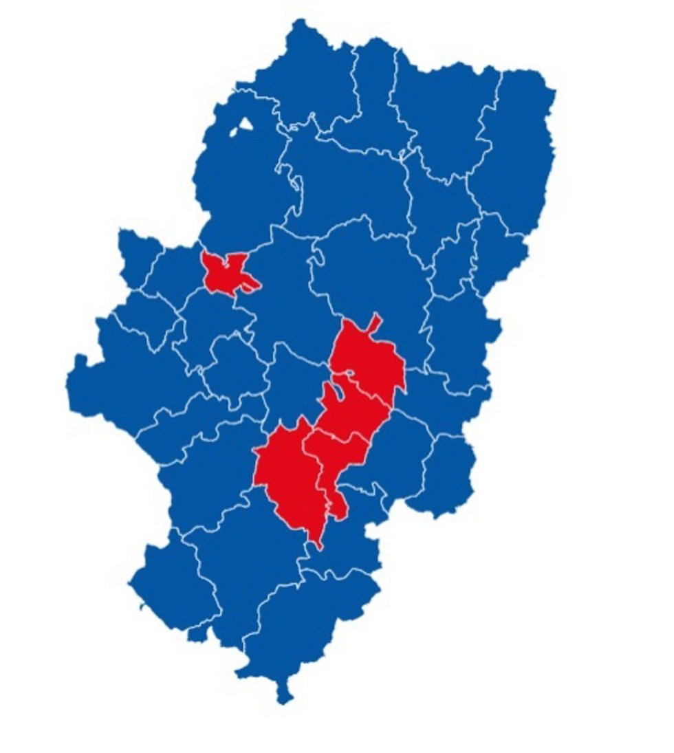 Partido ganador de las elecciones del 8 de febrero de 2026 por comarcas.