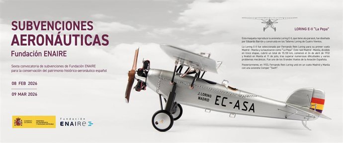 Fundación Enaire convoca subvenciones por 168.000 euros para conservar el patrimonio histórico-aeronáutico español.