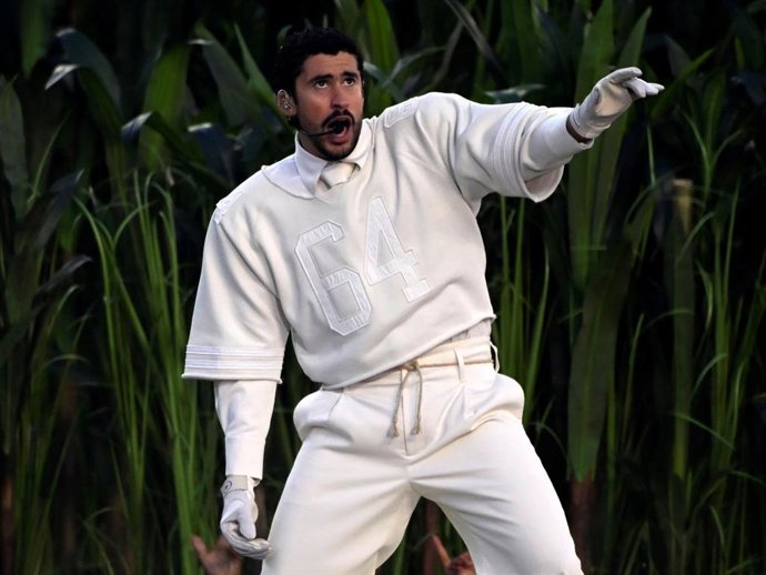 Bad Bunny Super Bowl halftime show during the NFL Super Bowl 60 LX football game between the New England Patriots and the Seattle Seahawks in Santa Clara, CA on Feb 8, 2026.