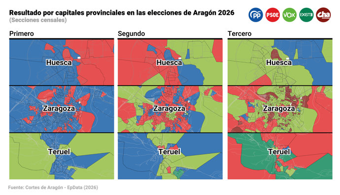 Elecciones en Aragón por capitales provinciales