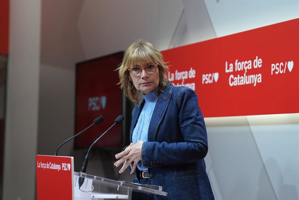 La viceprimera secretaria y portavoz del PSC, Llusa Moret, durante una rueda de prensa, en la sede del PSC, a 9 de febrero de 2026, en Barcelona, Catalunya (España) Moret ha admitido los malos resultados electorales de los socialistas en Aragón y ha re