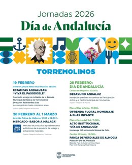 Cartel de actividades en Torremolinos con motivo del Día de Andalucía.