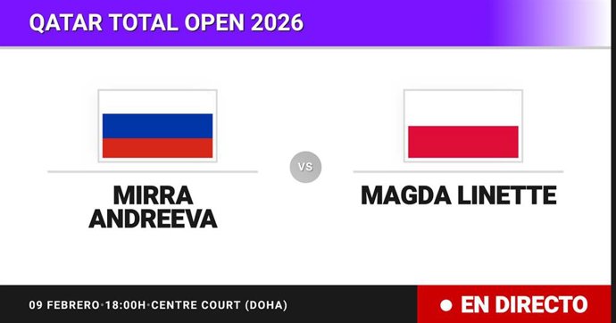 Mirra Andreeva - Magda Linette: resumen y estadísticas del partido de Dieciseisavos de final de Qatar Total Open