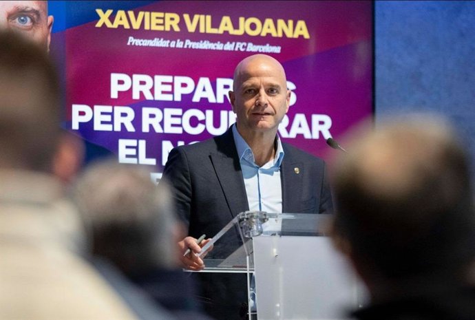 El precandidato a la presidencia del FC Barcelona Xavier Vilajoana en un acto