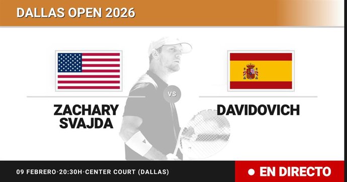 Zachary Svajda - Alejandro Davidovich Fokina: resumen y estadísticas del partido de Dieciseisavos de final de Dallas Open