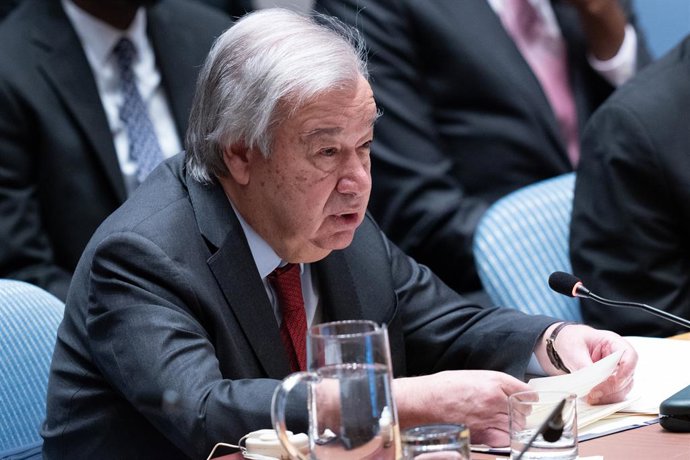 26 de janeiro de 2026, Nova Iorque, Nova Iorque, Estados Unidos: O Secretário-Geral António Guterres discursa durante a reunião do Conselho de Segurança sobre A promoção e o reforço do Estado de direito na manutenção da paz e da segurança internacionais n