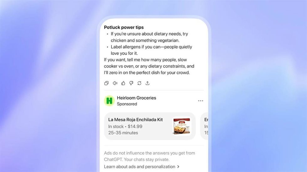 Nuevos anuncios en ChatGPT.