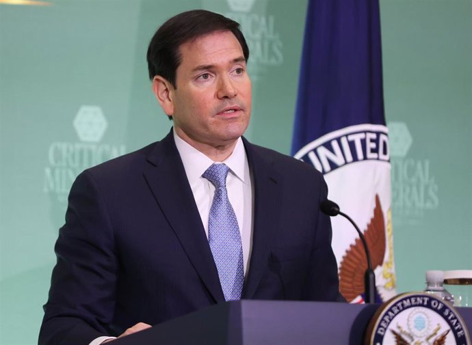 El secretario de Estado de Estados Unidos, Marco Rubio, durante una rueda de prensa en Washington el 4 de febrero de 2026 (archivo)