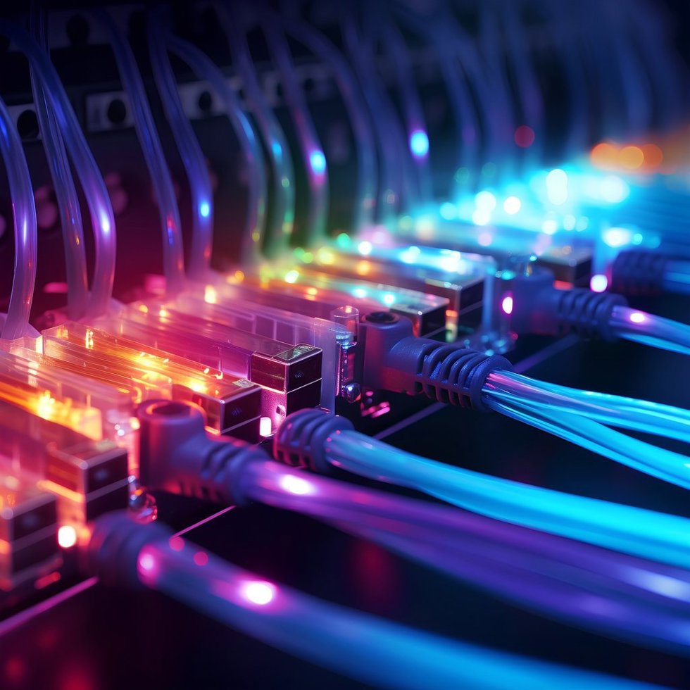 Ilustración de cables de fibra óptica.