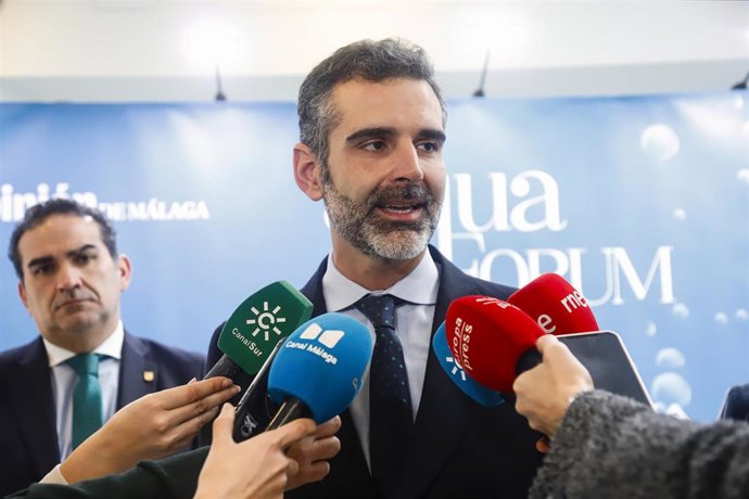 El consejero de Agricultura, Agua y Desarrollo Rural Economía Azul de la Junta de Andalucía, Ramón Fernández-Pacheco, durante el evento ‘Aquaforum 2026' celebrado en Málaga.