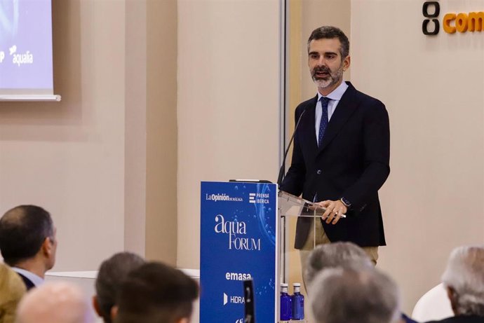 El consejero de Agricultura, Agua y Desarrollo Rural Economía Azul de la Junta de Andalucía, Ramón Fernández-Pacheco, durante el evento ‘Aquaforum 2026' celebrado en Málaga.
