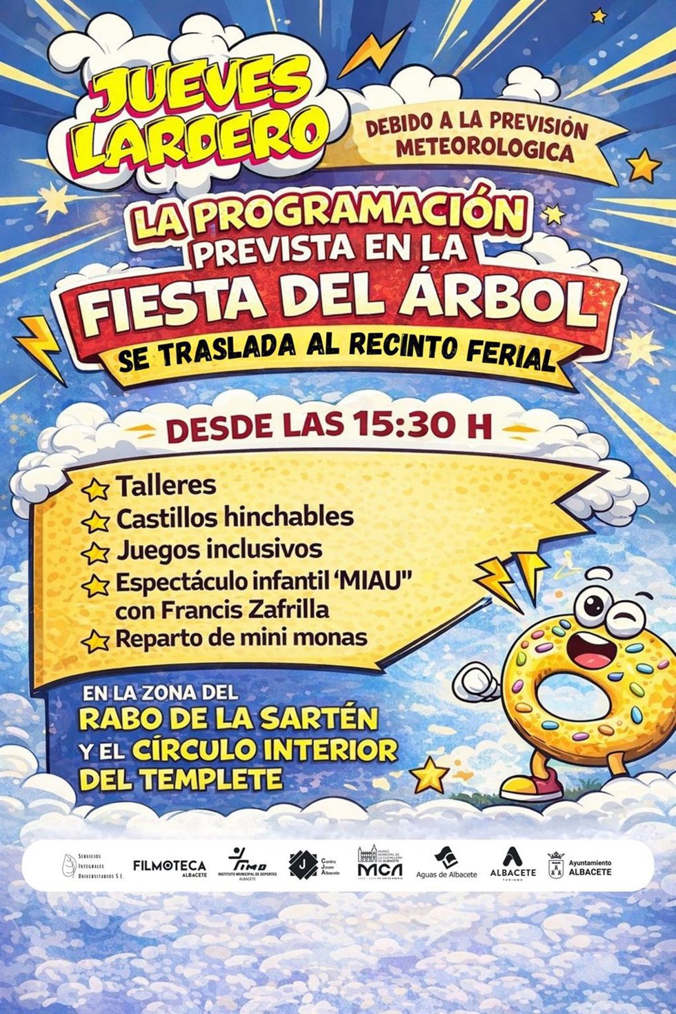 Reubicación de la programación infantil de Jueves Lardero de Albacete prevista en el parque de la Fiesta del Árbol.