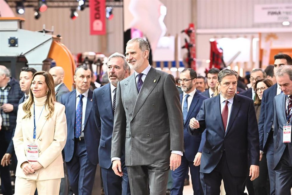 El Rey Felipe VI durante la inauguración de la 44 edición de la Feria Internacional de la Maquinaria Agrícola (FIMA), en la Feria de Zaragoza, a 10 de febrero de 2026, en Zaragoza, Aragón (España).