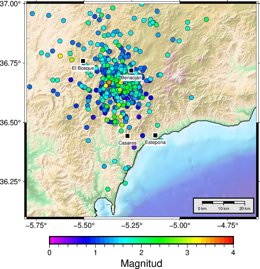 Actividad sísmica en el triángulo definido por las localidades de Benaojan, El Bosque y Casares.