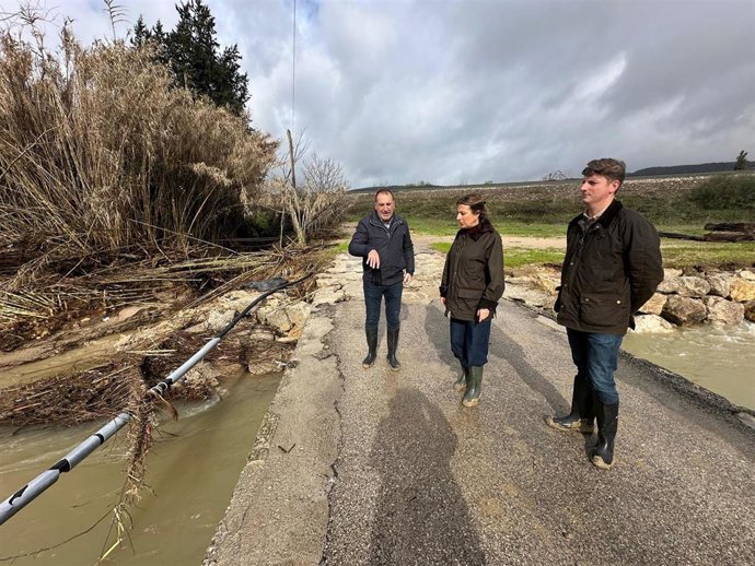 La alcaldesa del municipio malagueño de Ronda, Mari Paz Fernández, visista zonas afectadas por el paso del temporal