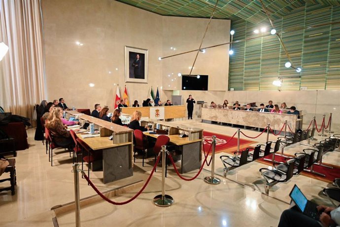 Vista general del Pleno ordinario celebrado en el Ayuntamiento de Almería.