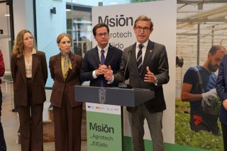 El consejero de Industria, Energía y Minas y presidente de la Agencia Digital de Andalucía, Jorge Paradela, durante la presentación de la plataforma de inversión 'Misión' en el centro de El Ejido (Almería).