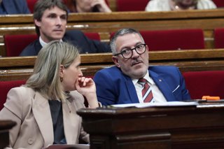 El conseller d'Empresa i Treball, Miquel Sámper, durant un ple en el Parlament de Catalunya, a 10 de febrer de 2026, a Barcelona, Catalunya (Espanya).