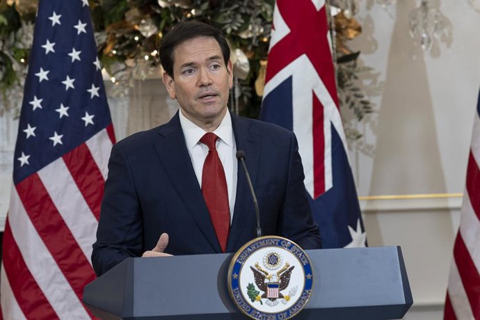 Archivo - Arquivo - 8 de dezembro de 2025, Washington, Distrito de Columbia, Estados Unidos: O secretário de Estado Marco Rubio fala durante uma coletiva de imprensa no Departamento de Estado em 8 de dezembro de 2025, em Washington, DC. O Departamento de 
