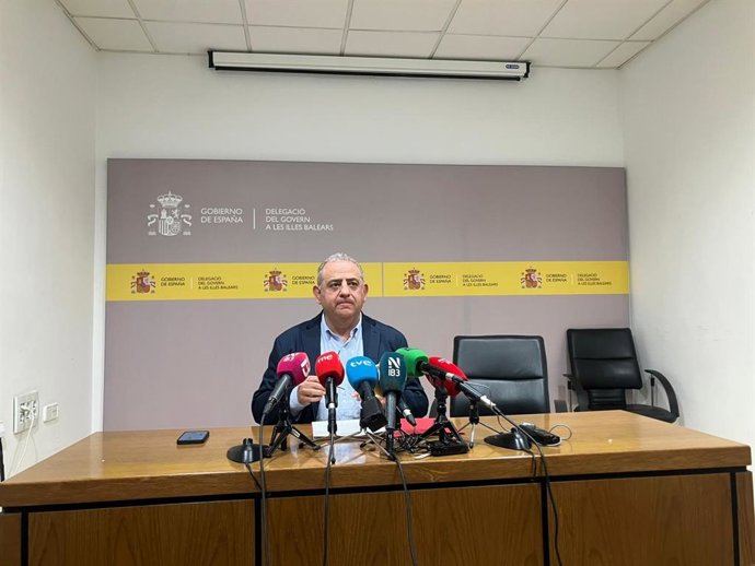 El delegado del Gobierno en Baleares, Alfonso Rodríguez, este miércoles en una rueda de prensa.