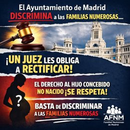 El Ayuntamiento de Madrid discrimina a las familias numerosas
