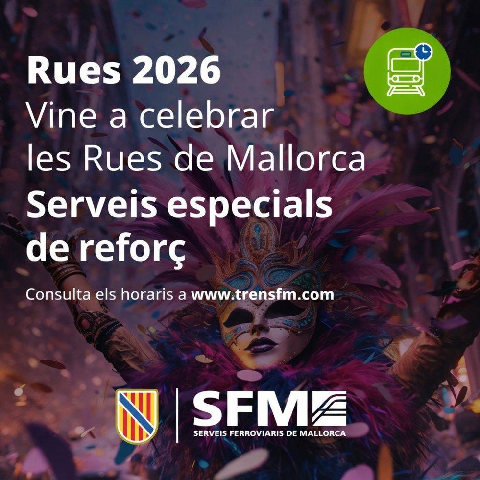Cartel servicios especiales de tren por las Ruas