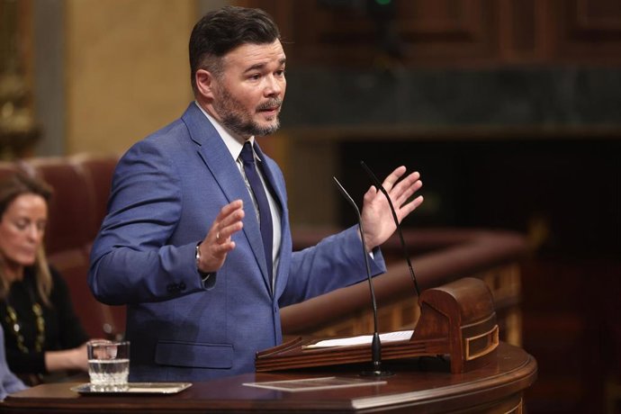 El portavoz de Esquerra Republicana de Catalunya, Gabriel Rufián, en una sesión de control al Gobierno , en el Congreso de los Diputados, a 11 de febrero de 2026, en Madrid (España). El pleno acoge el primer cara a cara del año entre el líder de la oposic