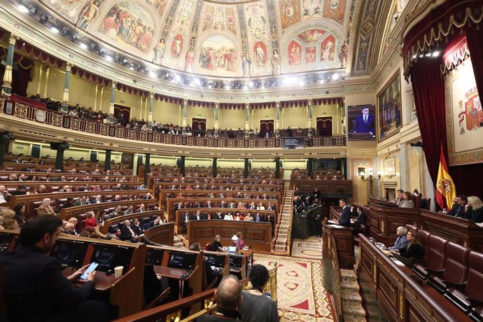 El presidente del Gobierno, Pedro Sánchez, en una sesión de control al Gobierno, en el Congreso de los Diputados, a 11 de febrero de 2026, en Madrid