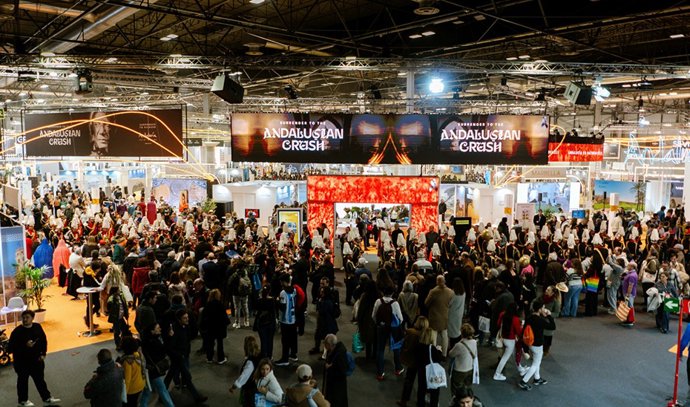 Imagen del pabellón de Andalucía en la Feria Internacional de Turismo Fitur de 2026.