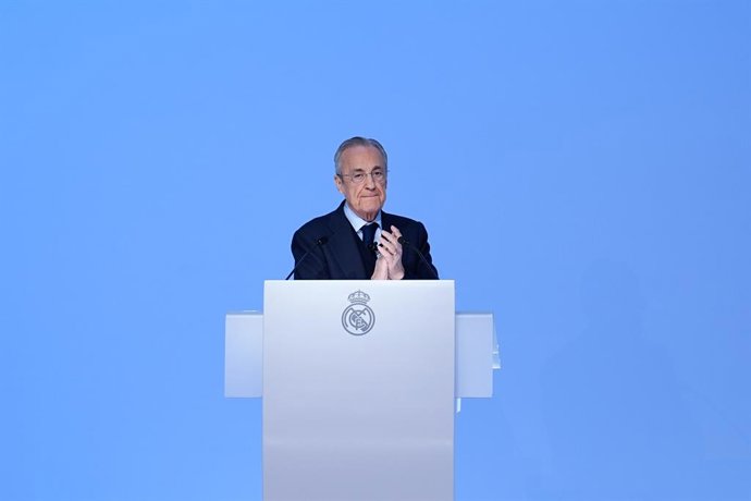 Archivo - Florentino Perez, President of Real Madrid, attends during the Ordinary General Assembly of Representative Members of Real Madrid C.F. at Ciudad Deportiva Real Madrid on November 23, 2025, in Valdebebas, Madrid, Spain.